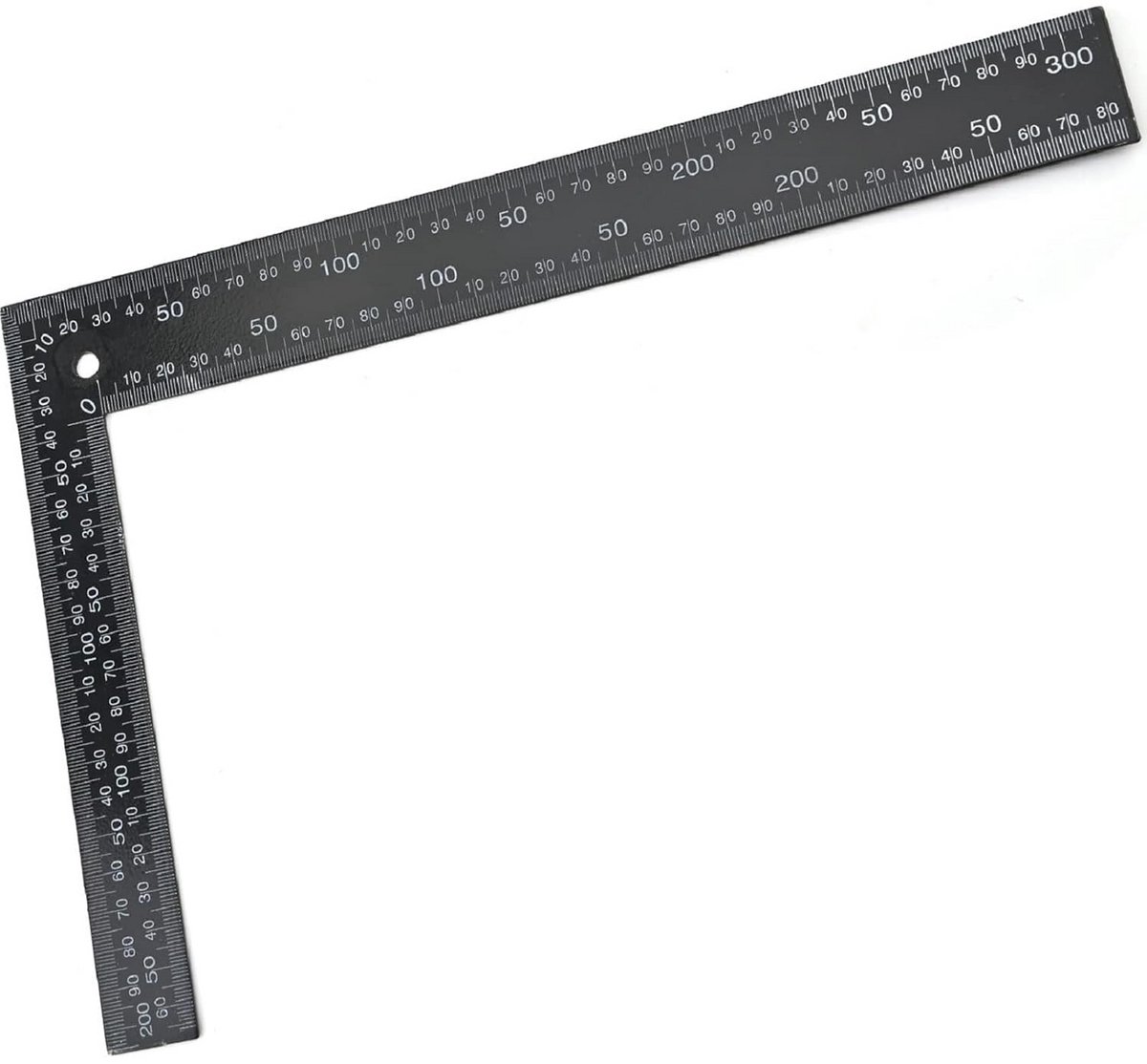 L-Vorm Maatliniaal 30cm - Zwart Koolstofstaal voor Patroontekenen en Handwerk