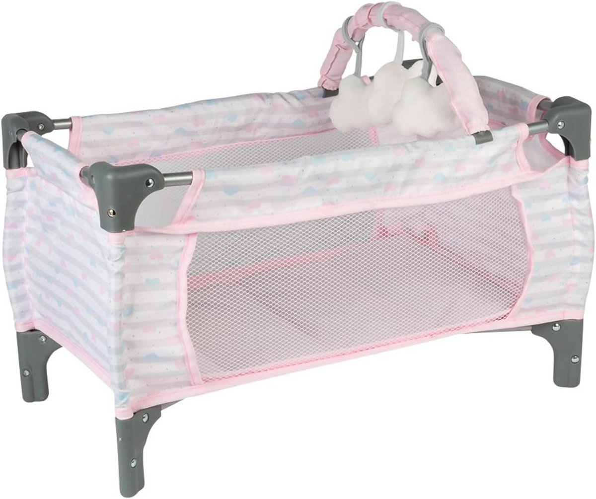 Luxe Baby Pop Reiswieg en Verschoontafel Spelset - 7 Delig - Roze