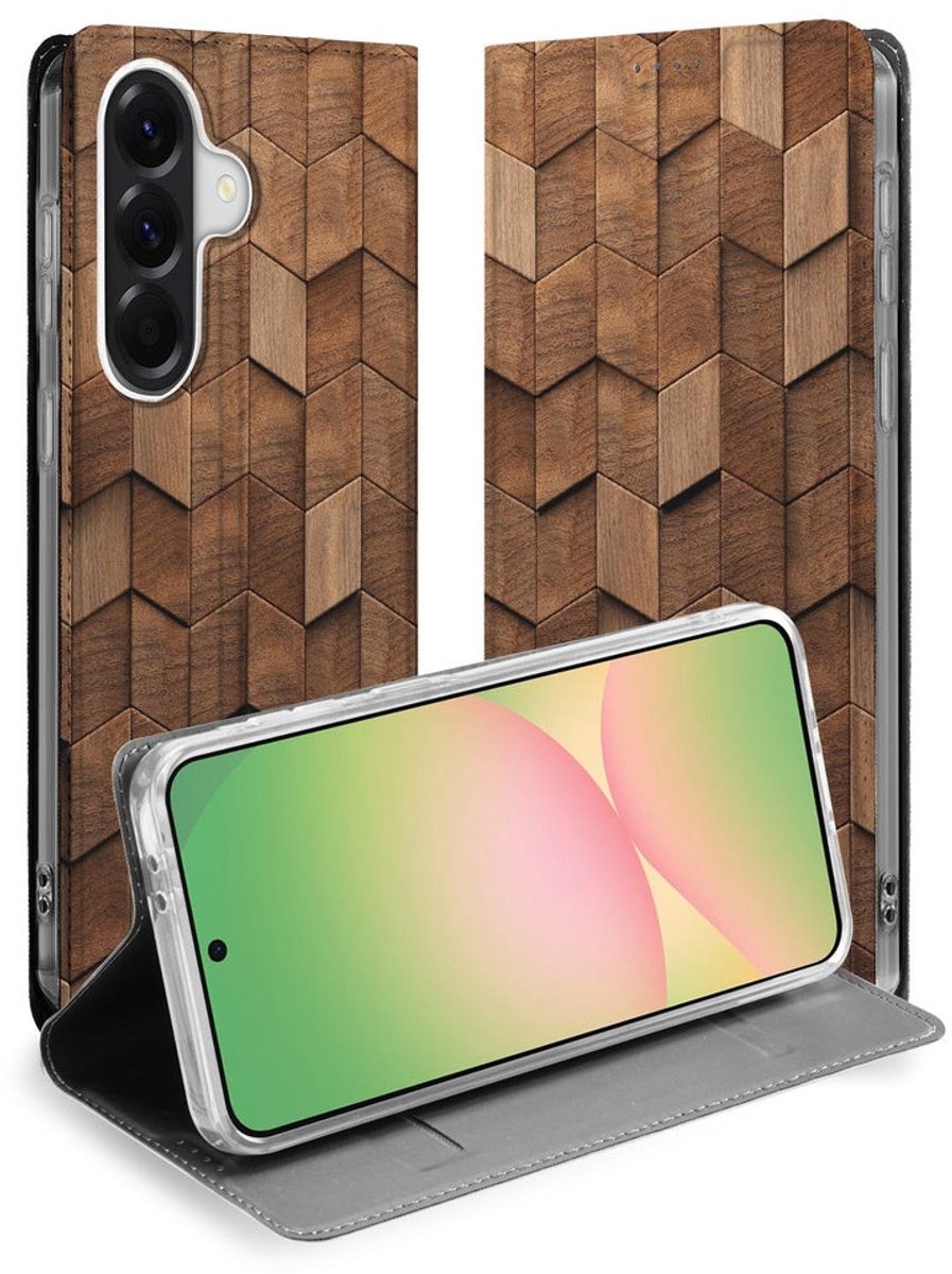 Samsung Galaxy A57 Smart Cover Hoesje Wooden Cubes