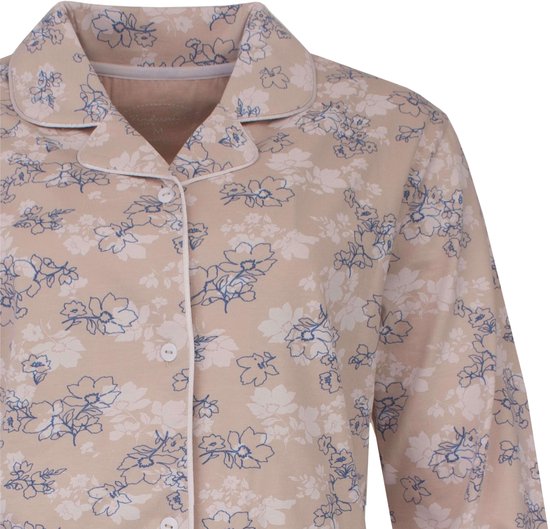 Tenderness Dames Pyjama - Lange Mouwen - Katoen - Doorknoop - Beige - Maat XXL