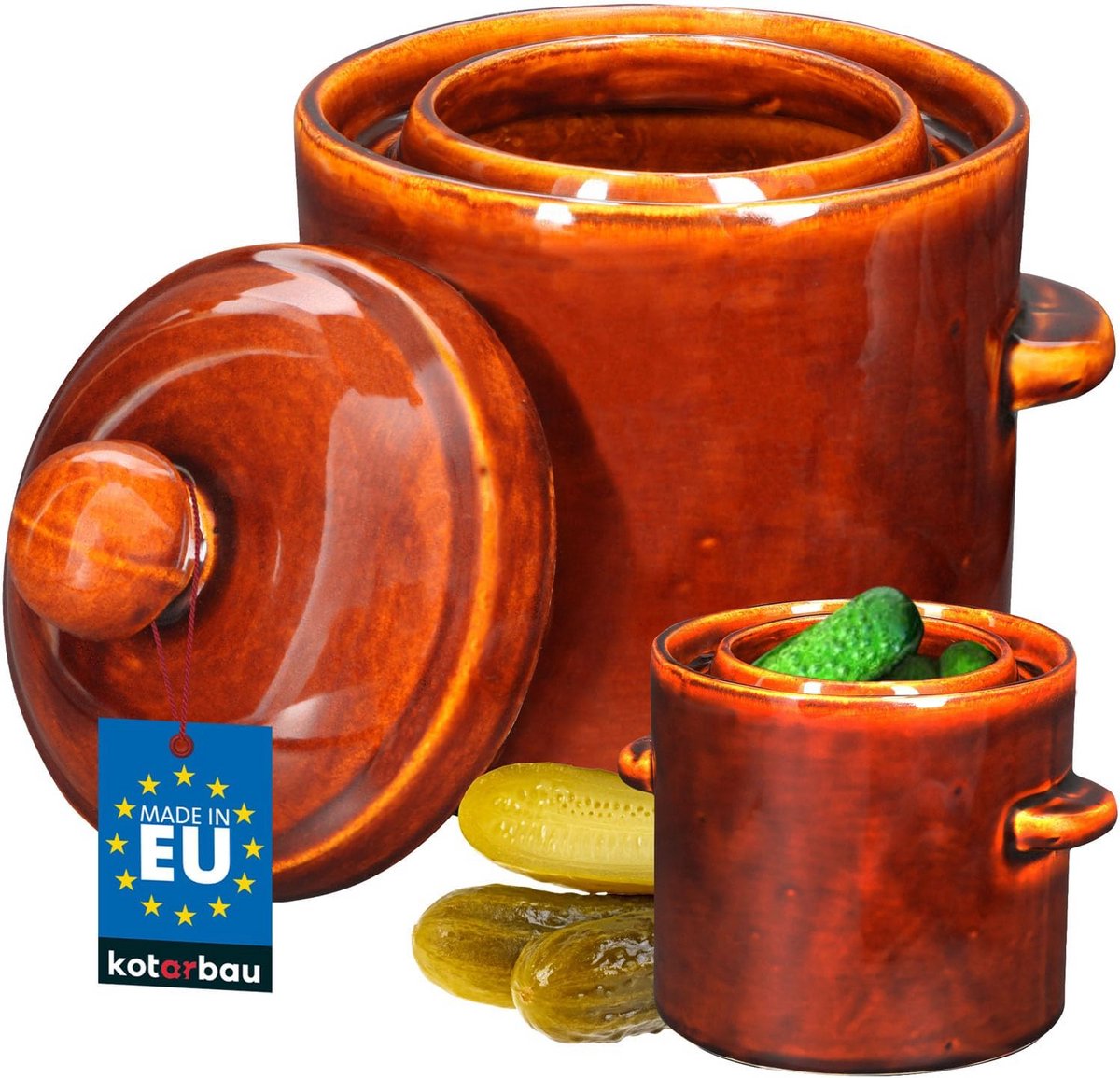 Fermentatiepot 1,8 liter steengoed met hermetisch deksel en watergroef