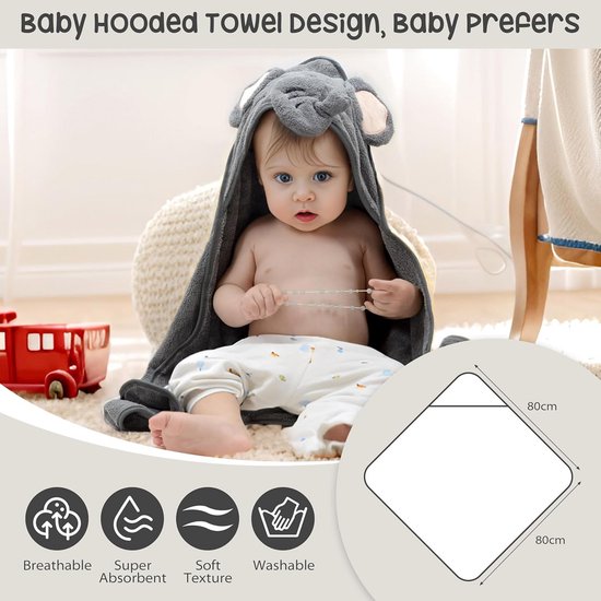 7 in 1 Pasgeboren Baby Cadeauset - Badhanddoek, Rustgevende Handdoek, Slabbetje, Rammelaar, Sokken, Wenskaart & Rieten Mand van Merkloos — afbeelding 2