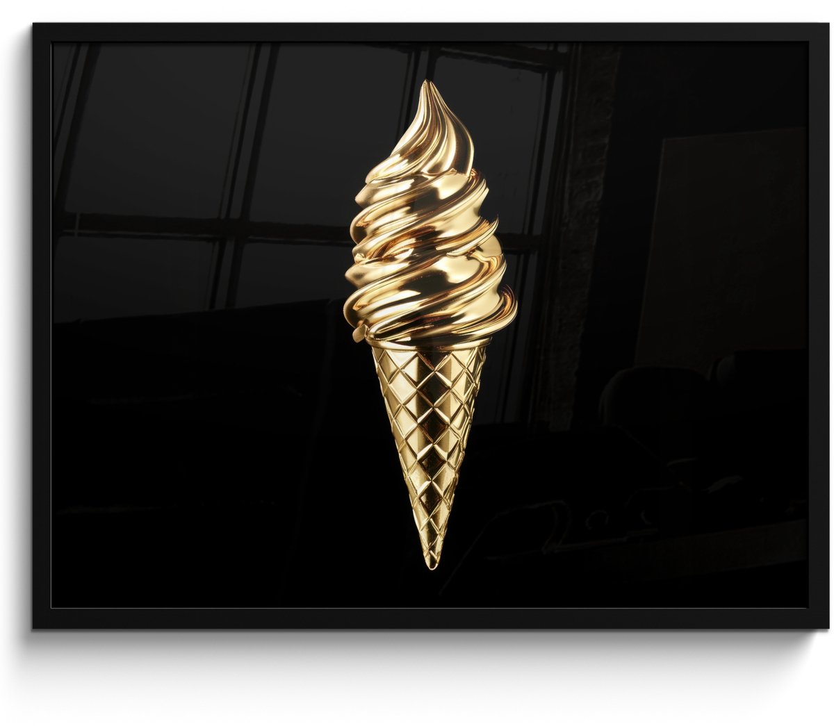 FrameYourWall Fotolijst inclusief poster - Posterlijst 70x50 cm - Posters - Ijs - Goud - Zwart - Eten - Foto in lijst - Keuken decoratie muur - Wanddecoratie accessoires - Muurdecoratie - Schilderijen IJsco