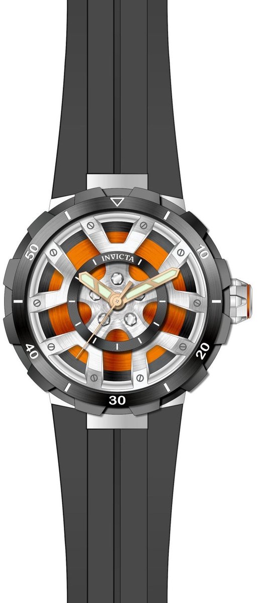Invicta Racing 49444 Heren Horloge - Waterdicht - Analoog - Quartz Uurwerk - Roestvrij Staal met oranje Wijzerplaat - 46mm