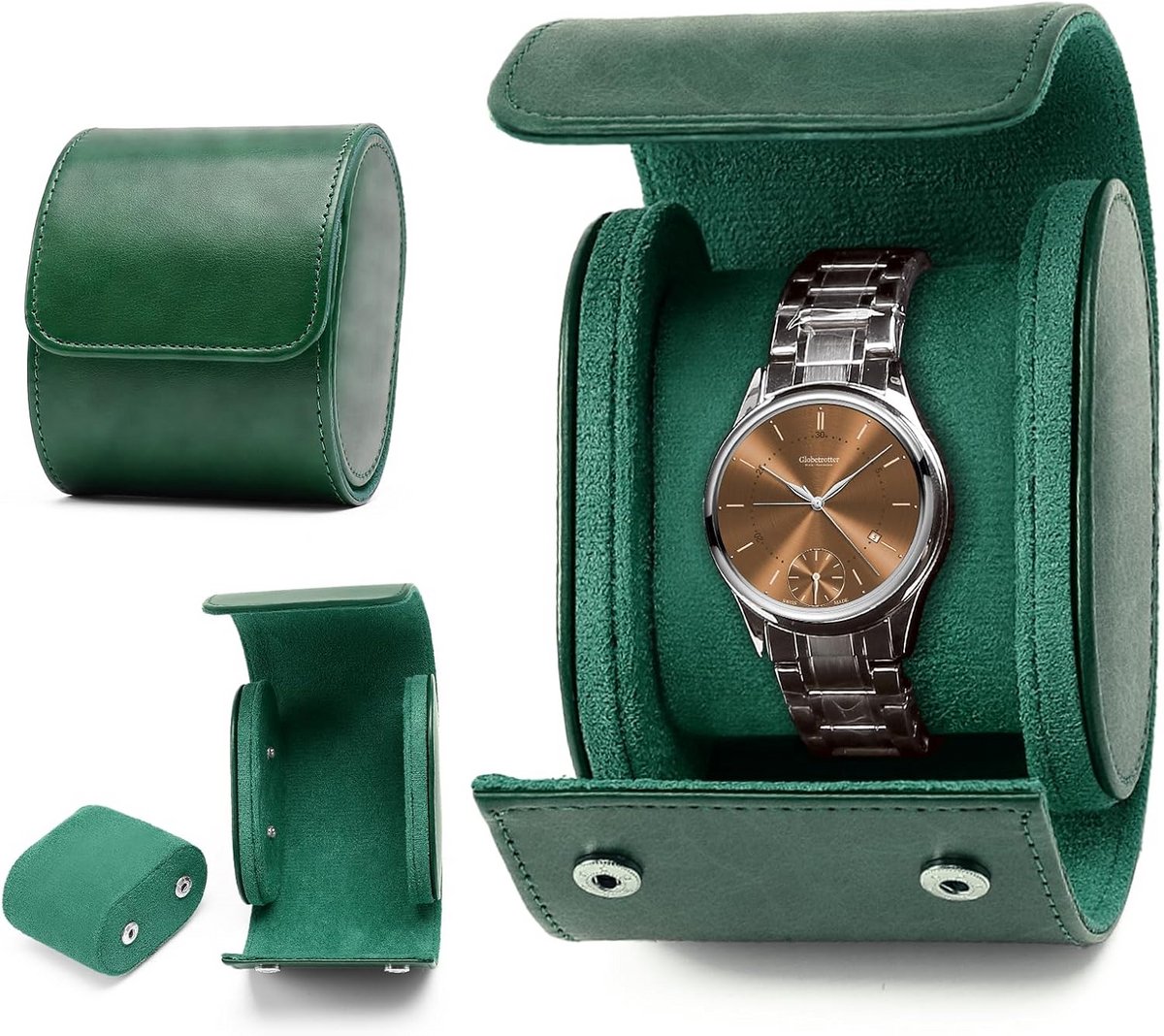 Draagbare Horlogedoos voor 1 Horloge van PU-leer met Zachte Binnenkant