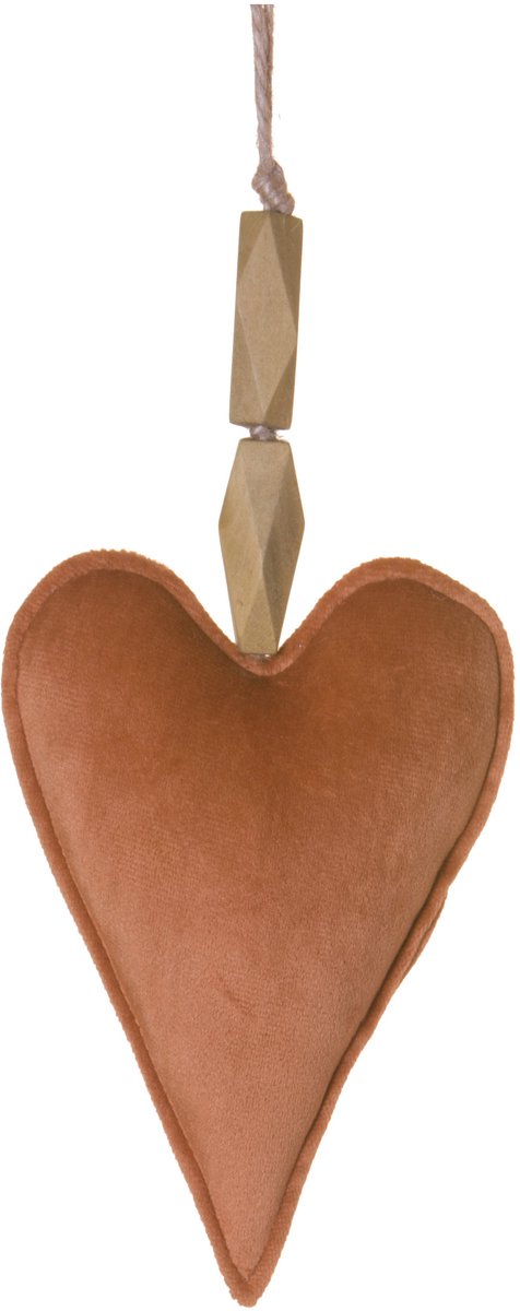 HOGEWONING BV - Hanger hart van terracotta fluweel 15 cm kerstdecoratie