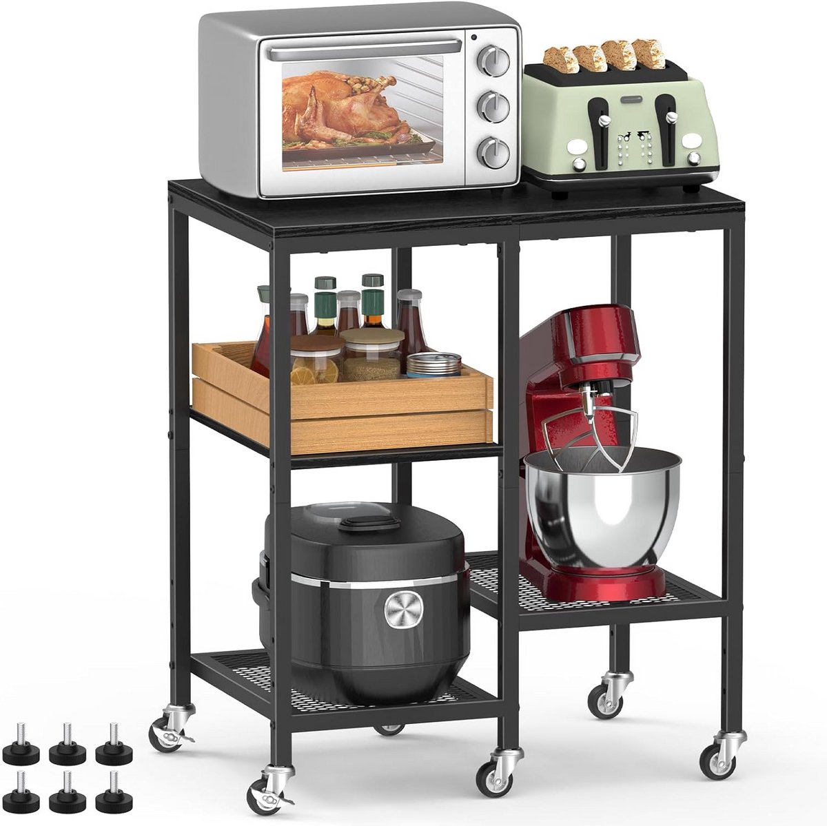 Verrijdbare Keuken Opslagkar Zwart