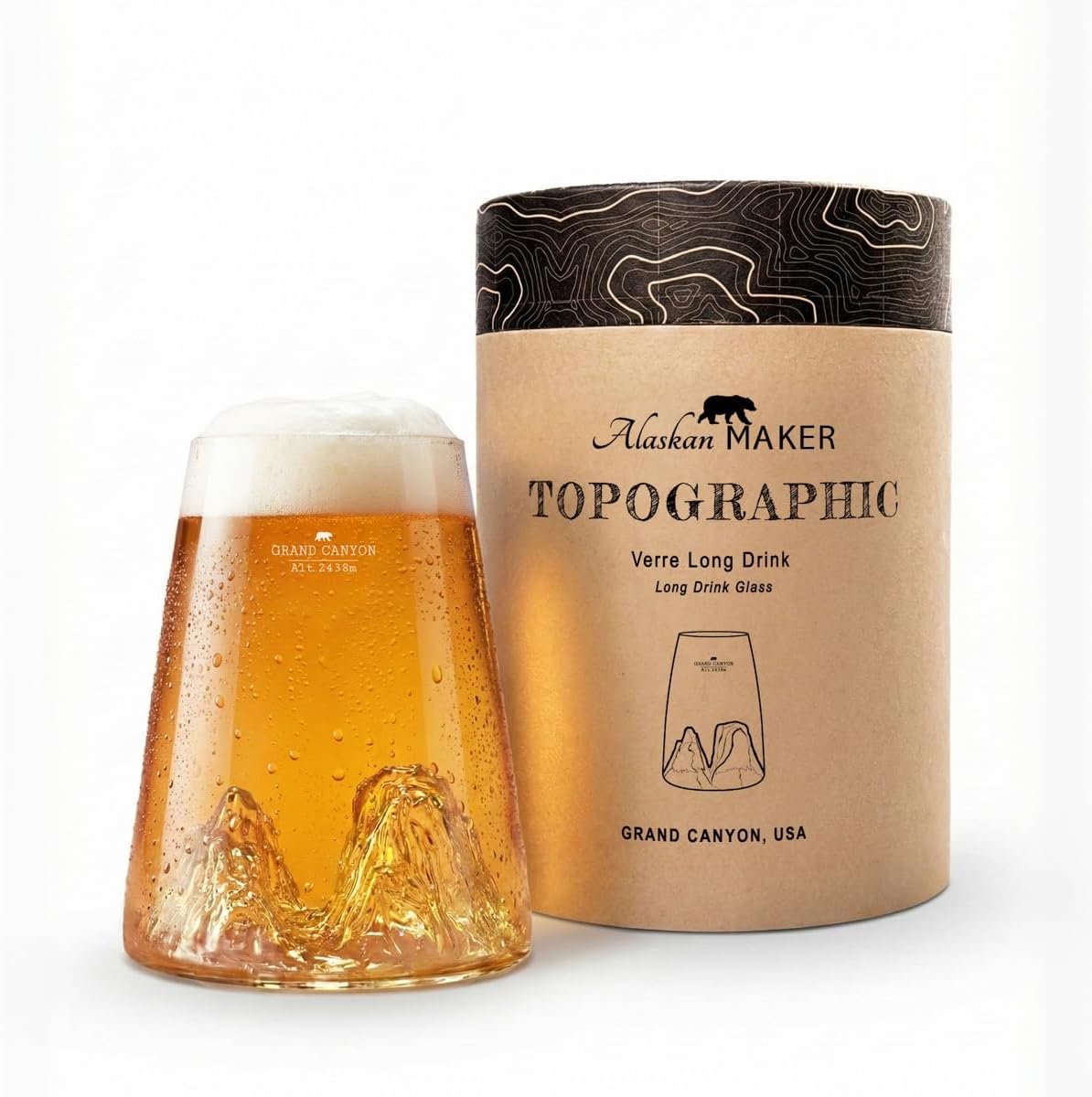 Groot Glas met Bergreliëf 450 ml van Borosilicaat voor Cocktails en Bier