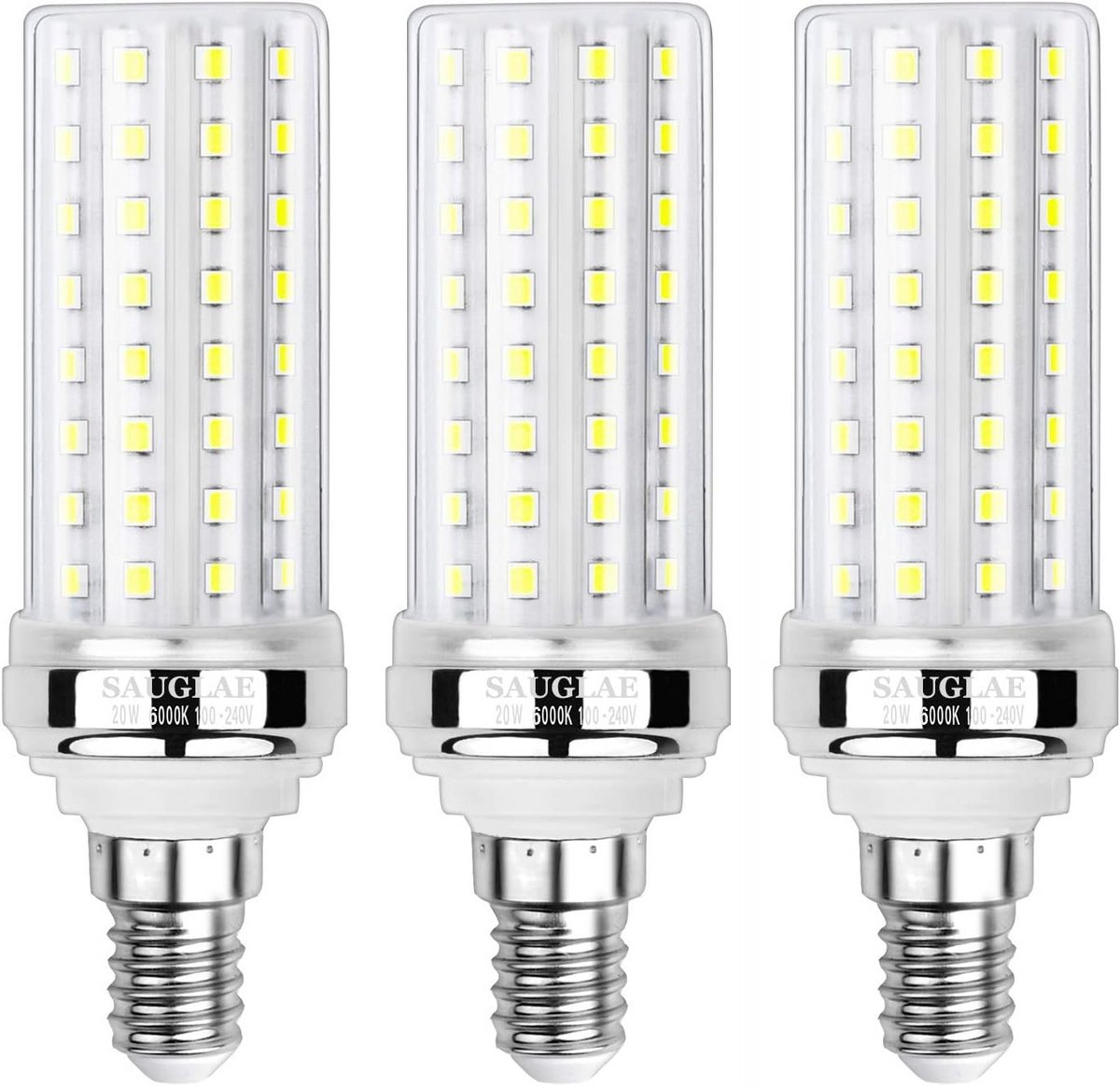 3-Pack 20W LED Maïslampen E14 Koudwit 6000K 2300lm Vervanging 150W Gloeilamp