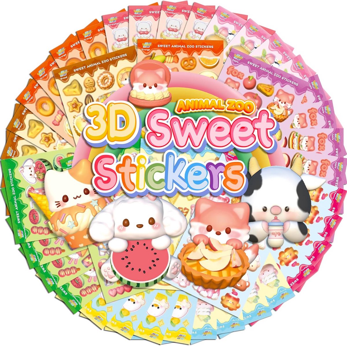 45 Vellen 3D Geurstickers met Dieren: Kriebel- en Snuifstickers voor Kinderen