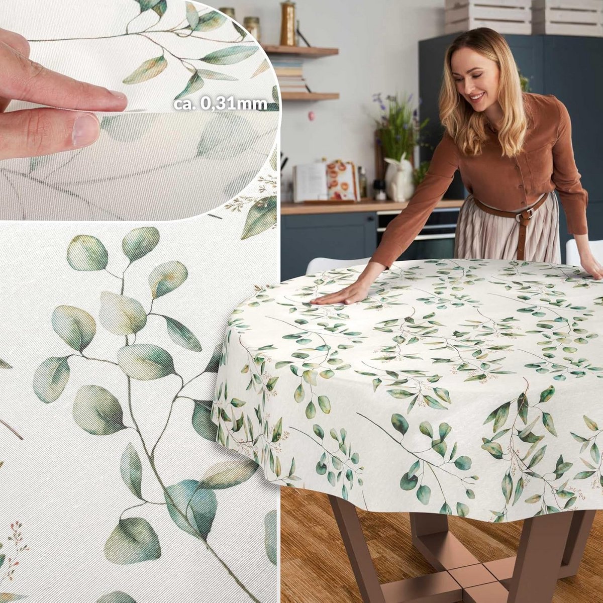 Stoffen Tafelkleed Rond 120 cm Katoen Polyester Waterafstotend en Kreukvrij