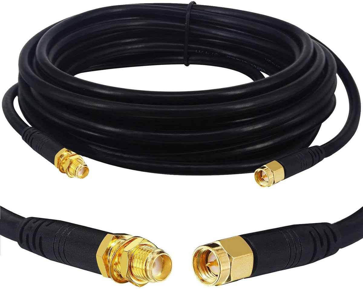 RG58 SMA Verlengkabel 5 Meter - 50 Ohm Coaxkabel voor WiFi, 3G/4G/LTE, GPS Antenne