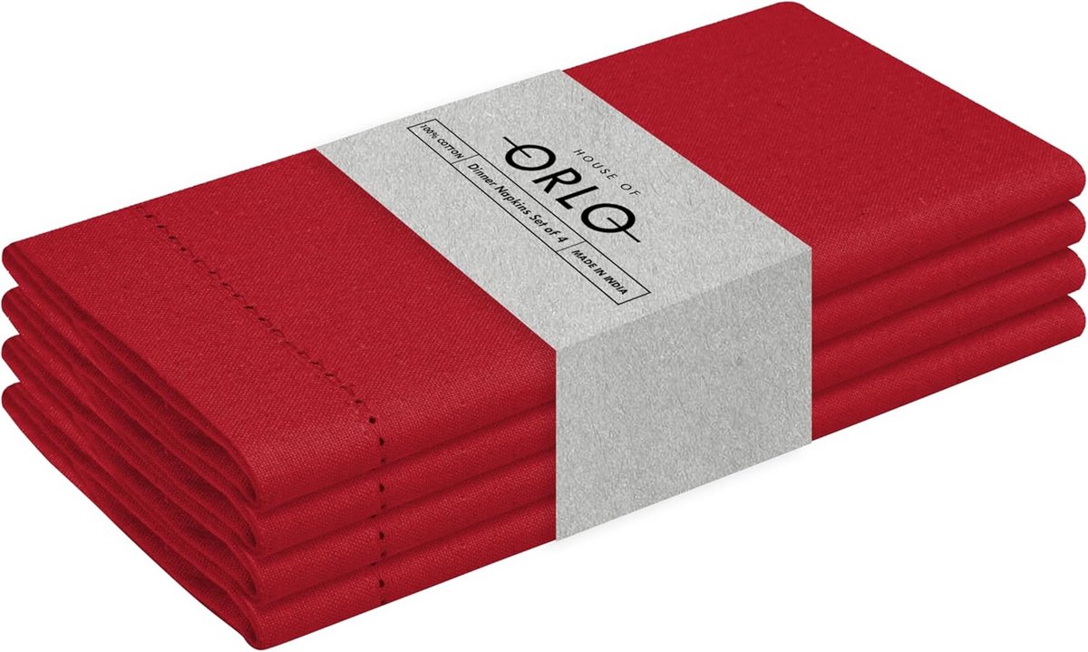 Set van 4 Katoenen Servetten Rood 45x45 cm - Herbruikbaar & Wasbaar