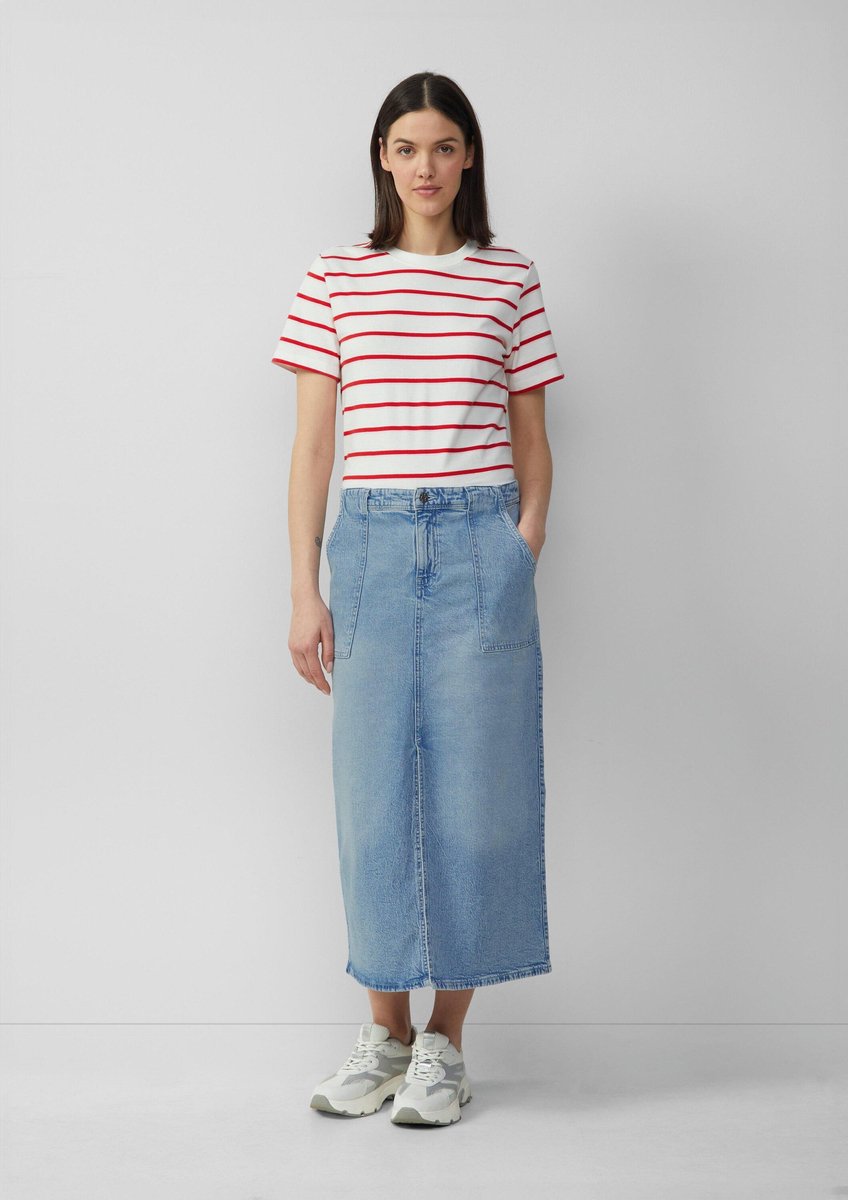 Denim midirok met split