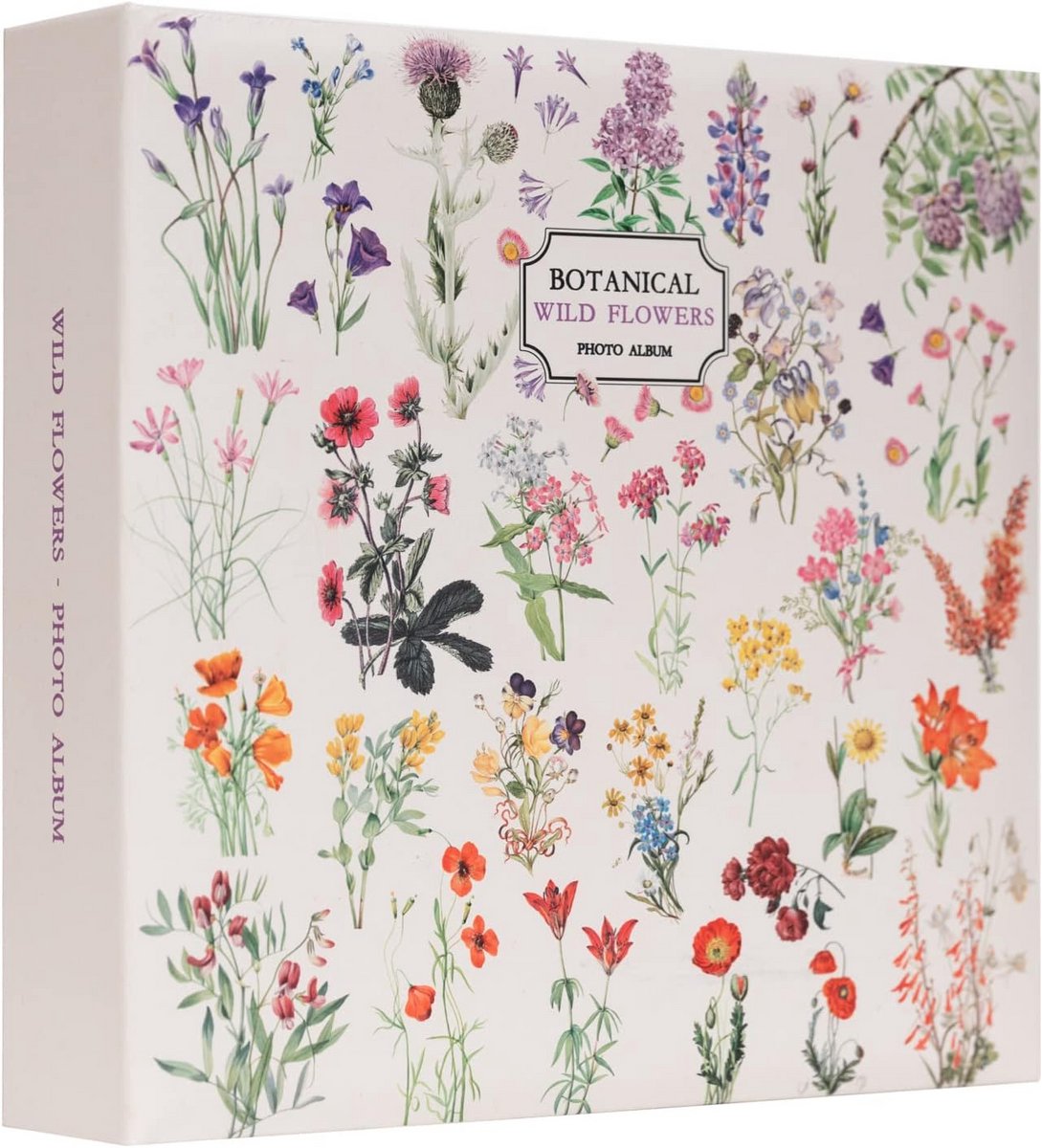 Fotoalbum Hardcover 16x16cm met 200 Insteekhoezen - Botanische Wilde Bloemen