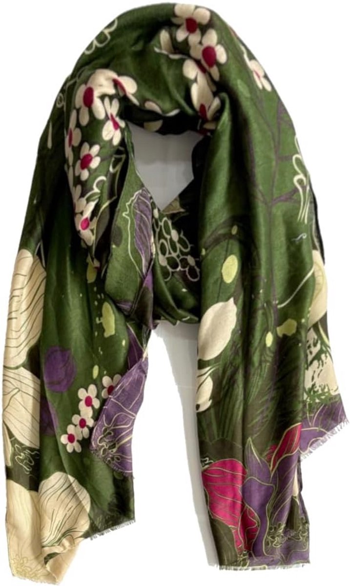 Lichte dames sjaal katoenmix met print