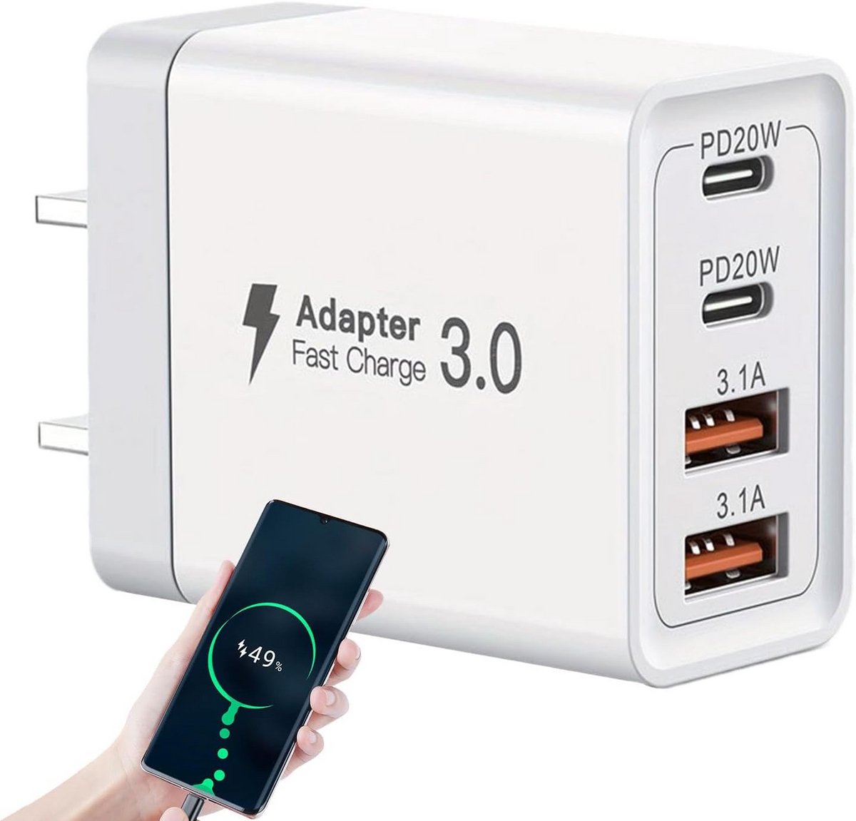 Krachtige 55W USB-laderblok met 4 poorten voor Snelladen