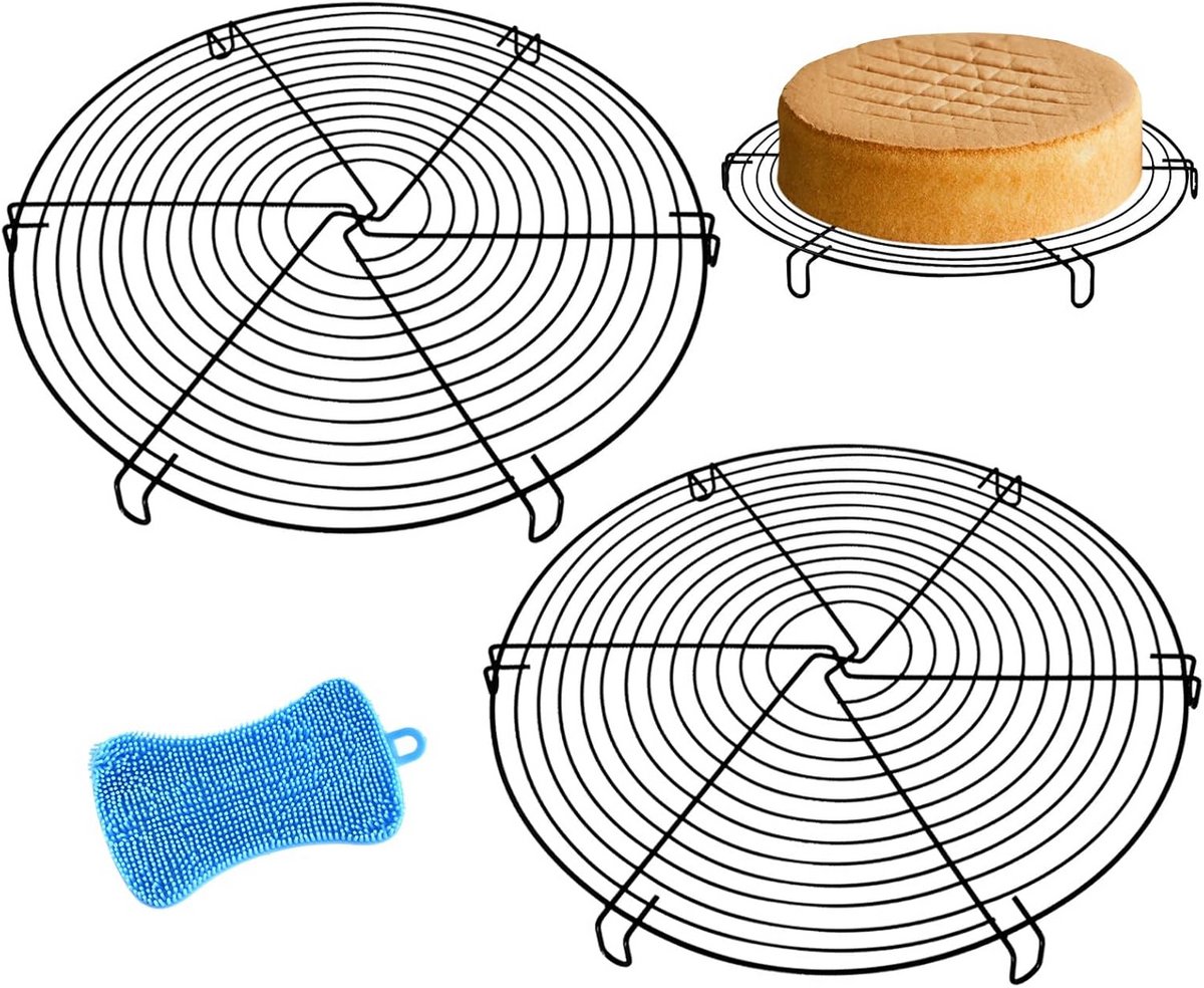 Set van 2 Ronde Taartroosters RVS 32 cm voor Koelen en Drogen