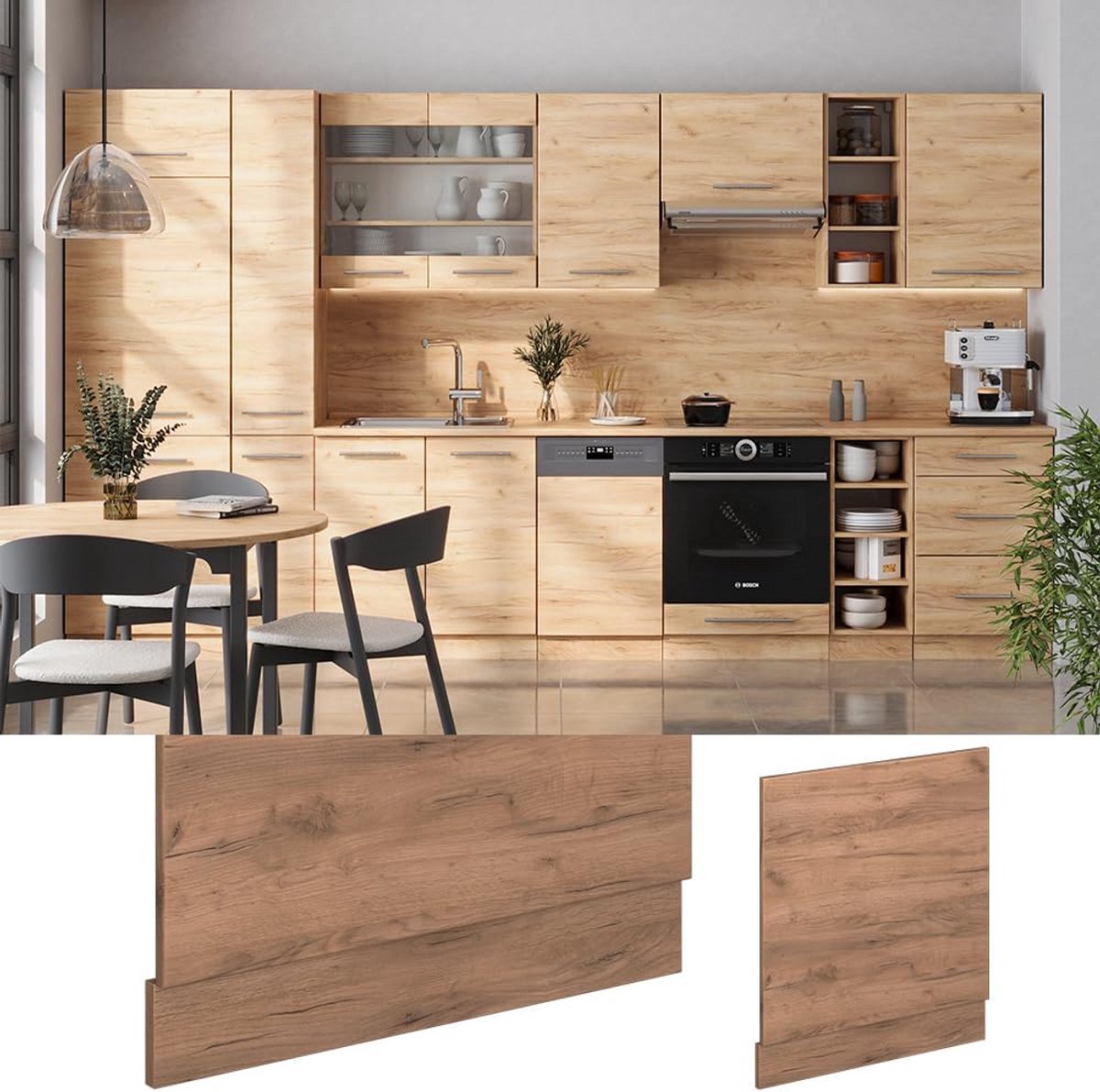Vaatwasserpaneel Frontpaneel voor Inbouwkeuken 60 cm Eikenlook