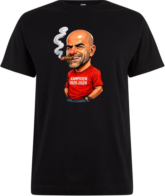 T-shirt Sigaar Peter Bosz | Eindhoven | Shirt Kampioen 2025-2026 | Geen officieel PSV Artikel | zwart | maat 4XL