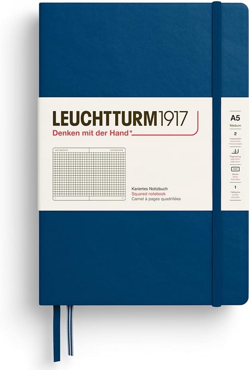 Notitieboek Medium A5 Hardcover Gelinieerd 251 Genummerde Pagina's Indigo
