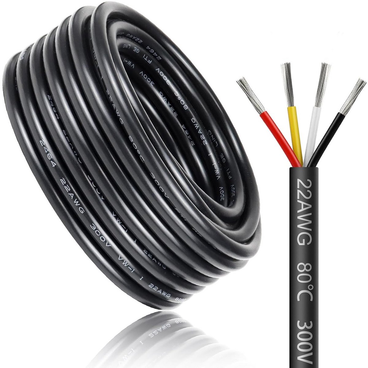 4-aderige Elektrische Kabel 20 Meter - 22 AWG Stroomkabel voor LED en Elektronica
