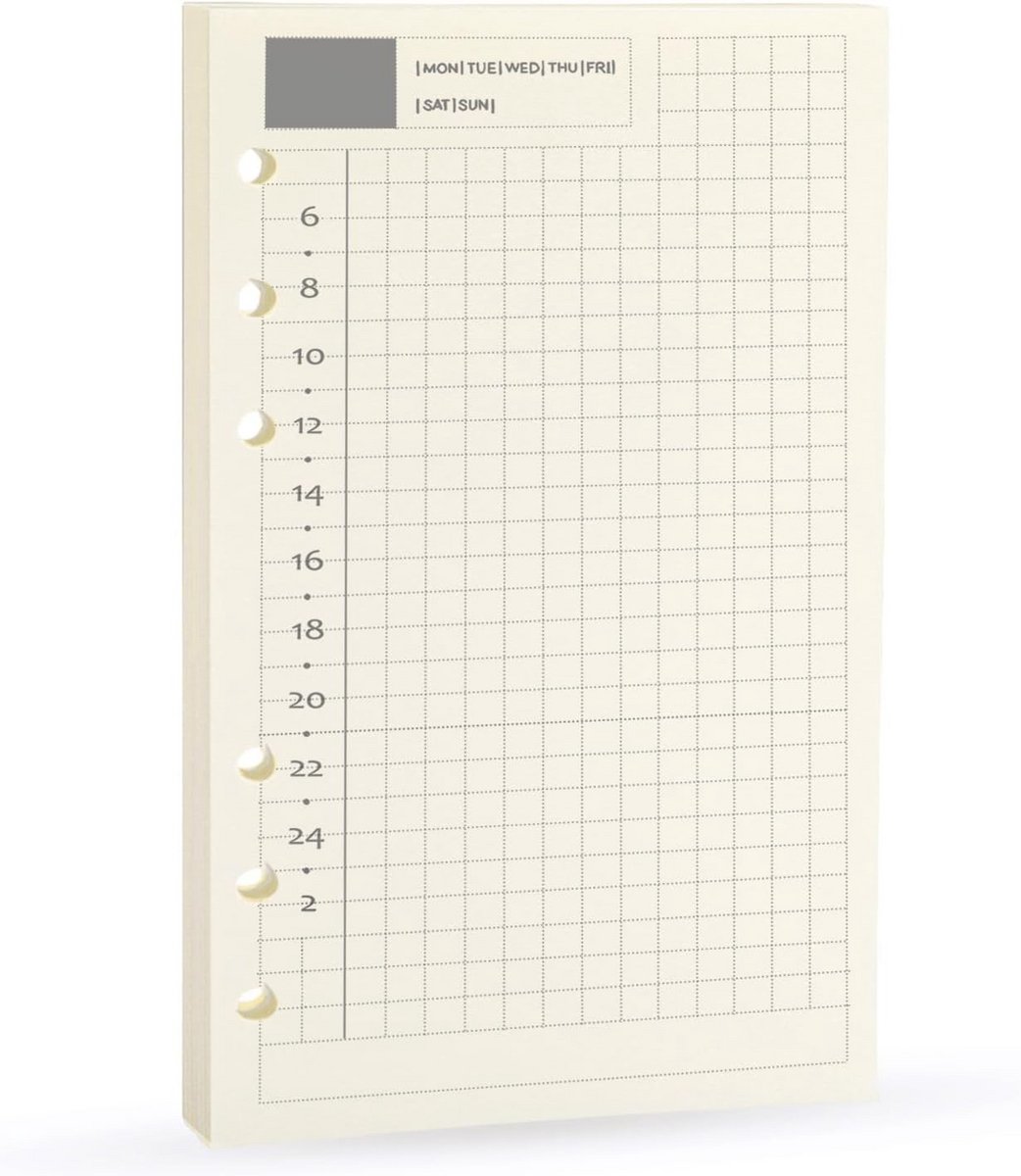 Agenda Navulpapier 6 Gaten Persoonlijk Formaat Dagplanner en Weekplanner - 45 Vellen