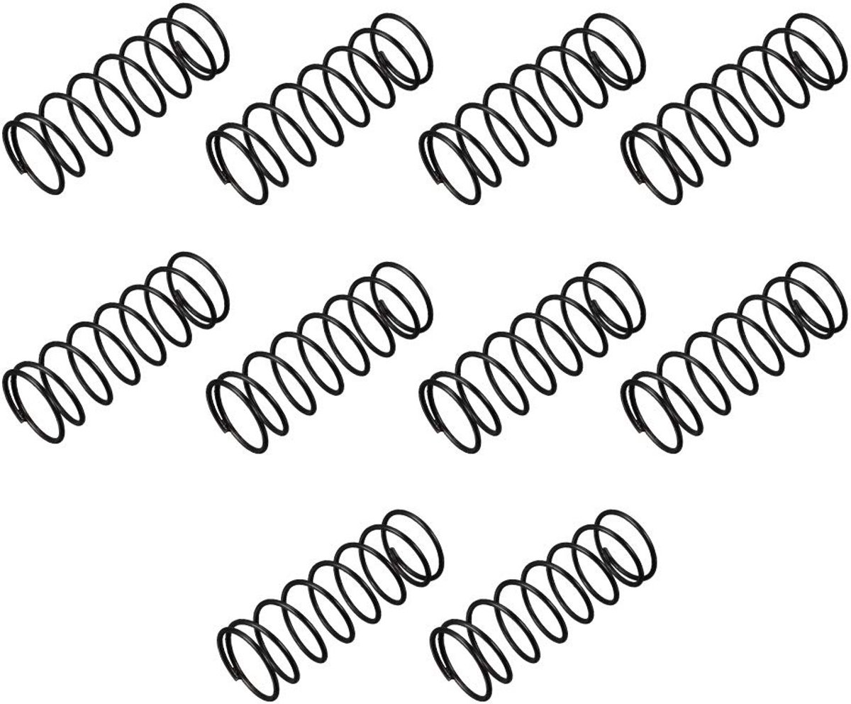 Set van 10 Zwarte Drukveren - 18mm Buitendiameter, 50mm Lengte - Professionele Kwaliteit