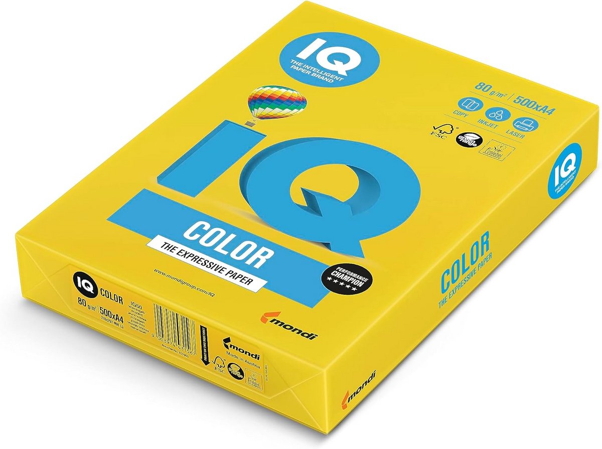 Multifunctioneel Kleurpapier A4 Geel 80g Pak 500 Vel