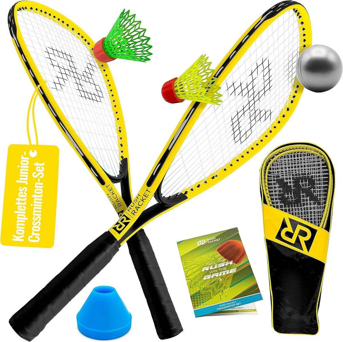 Crossminton Set Junior 6-12 Jaar met Rackets, Shuttles en Draagtas