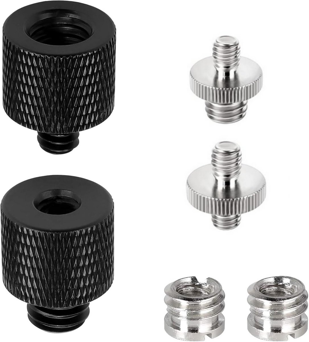 6 Stuks Schroefadapter Set 1/4 naar 3/8 voor Camera Statief Microfoon