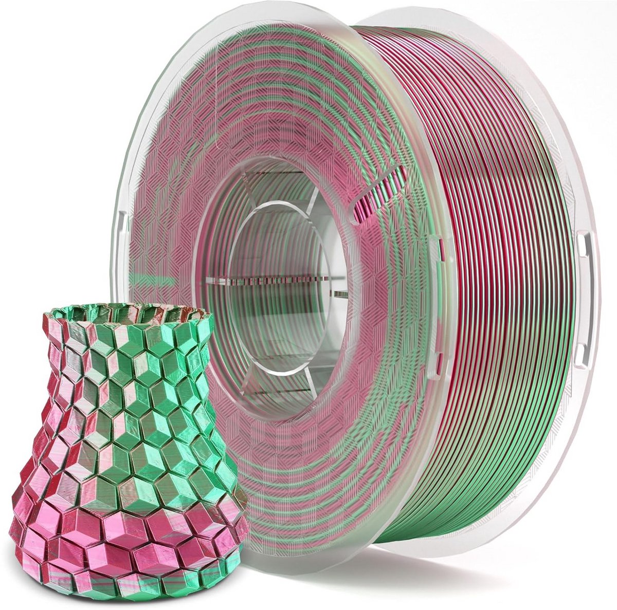 Glanzend Zijde PLA Filament 1.75mm Groen Rood 1KG - 3D Printer Materiaal met Hoge Nauwkeurigheid