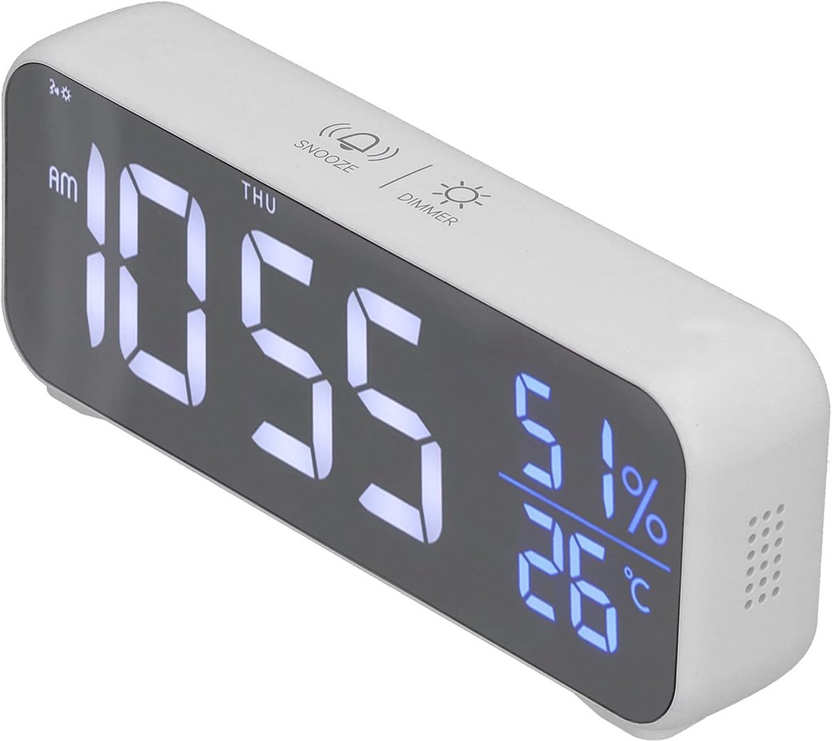 Grote Digitale Wandklok met LED Display, Wekker en Spiegel - Temperatuur & Kalender