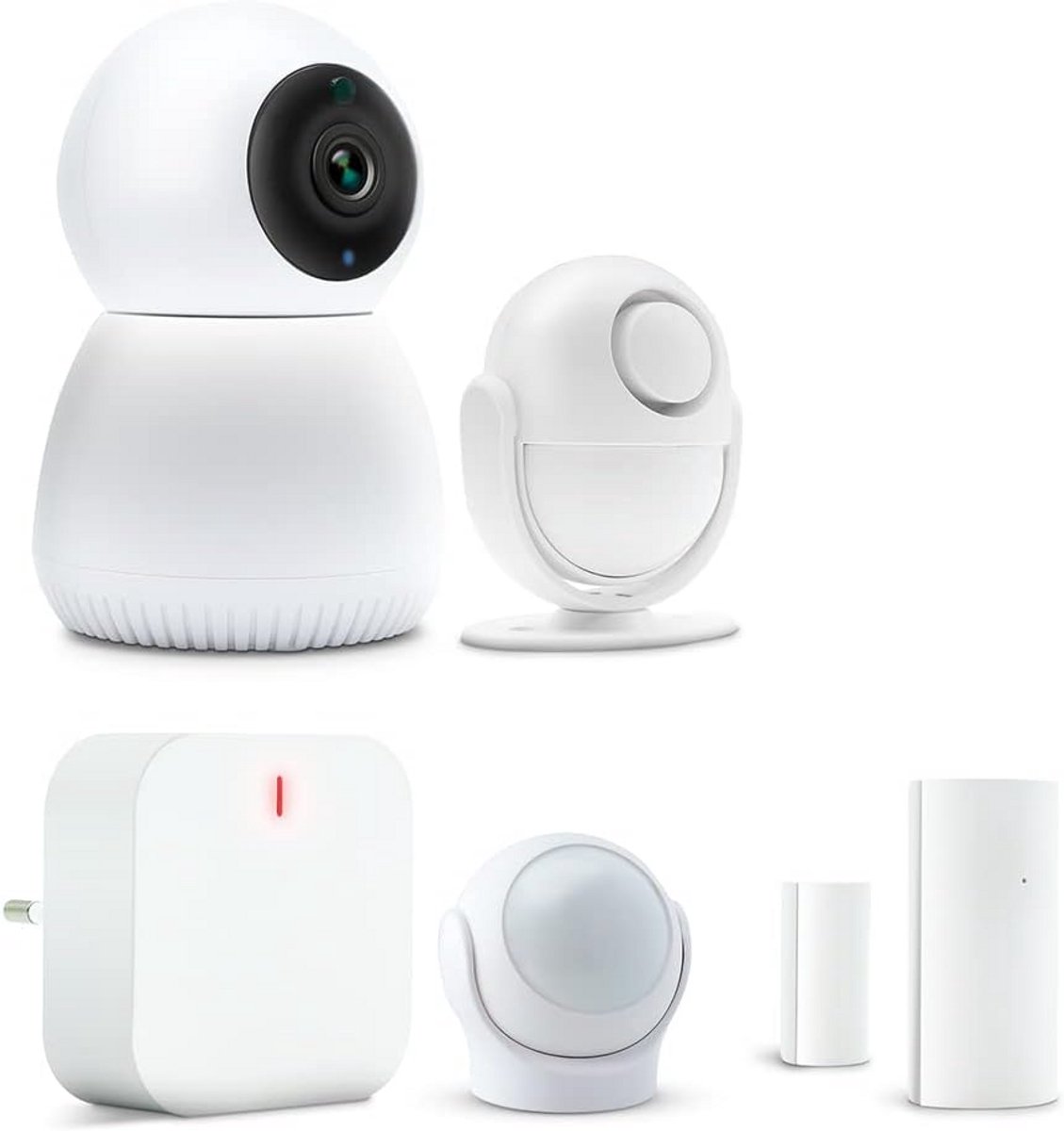 Uitgebreide Draadloze Alarmset met 360° Draaibare Camera - 5 Delige Beveiligingskit