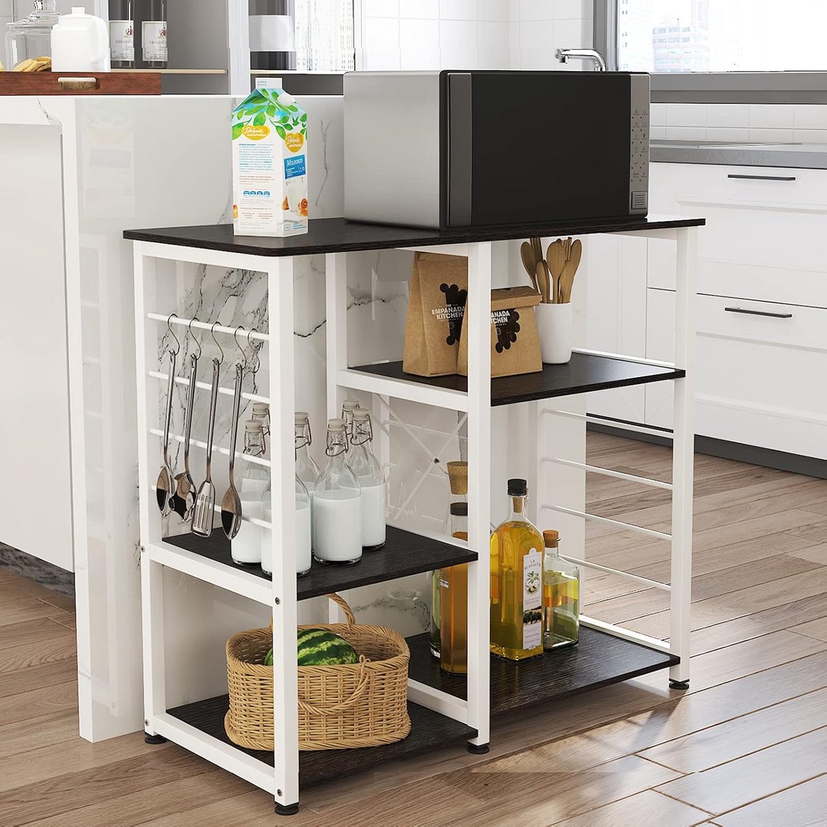 Keukenrek Magnetron Tafel met Haken Opslag en Werkstation Plank