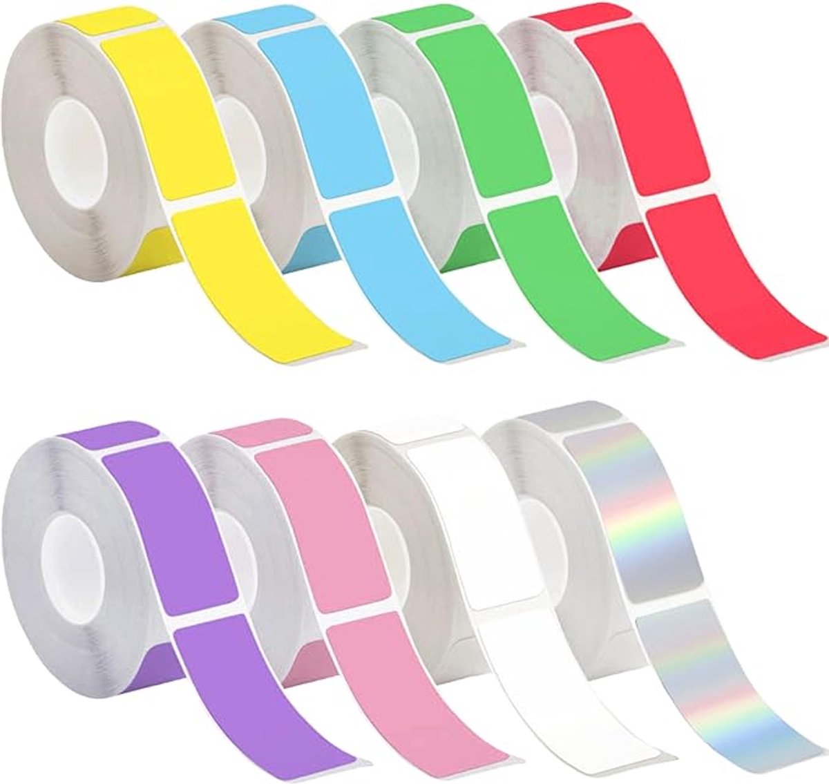 Thermische Labeltape 12 x 40 mm – 8 Rollen (160 Labels p/rol) – Multicolor – Waterdicht & Zelfklevend – Voor P11/P12/P15/D30/HP1/B100