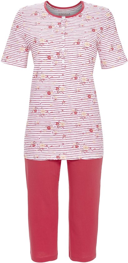 Katoenen bloemen pyjama rood - Rood - Maat - 44