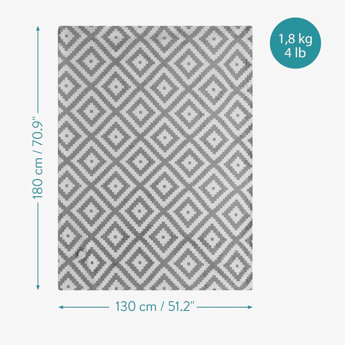 Nexvo® Elektrische Deken 2 Persoons Grijs Wit Geruit 180x130 cm - afbeelding 2