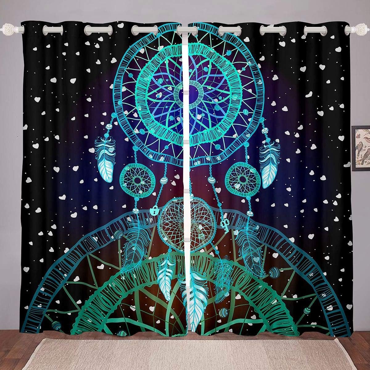 Bohemian Dromenvanger Gordijnen voor Kinderen en Volwassenen - Tribal & Feather Design