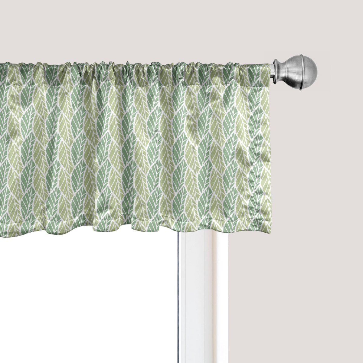 ABAKUHAUS Bladmotief Raamvalletje, Gordijnvalletje voor Keuken en Slaapkamer met Tunnelzoom, 137 cm x 45 cm, Pauwgroen