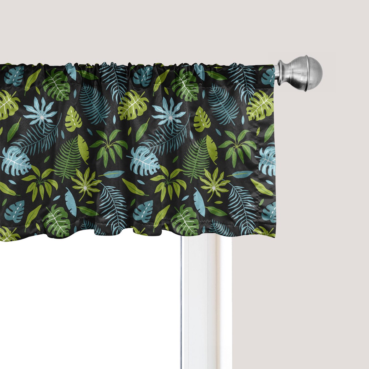 ABAKUHAUS Nature Art Raamvalletje, Gordijnvalletje voor Keuken en Slaapkamer met Tunnelzoom, 137 cm x 45 cm, Limegroen en Hemelsblauw