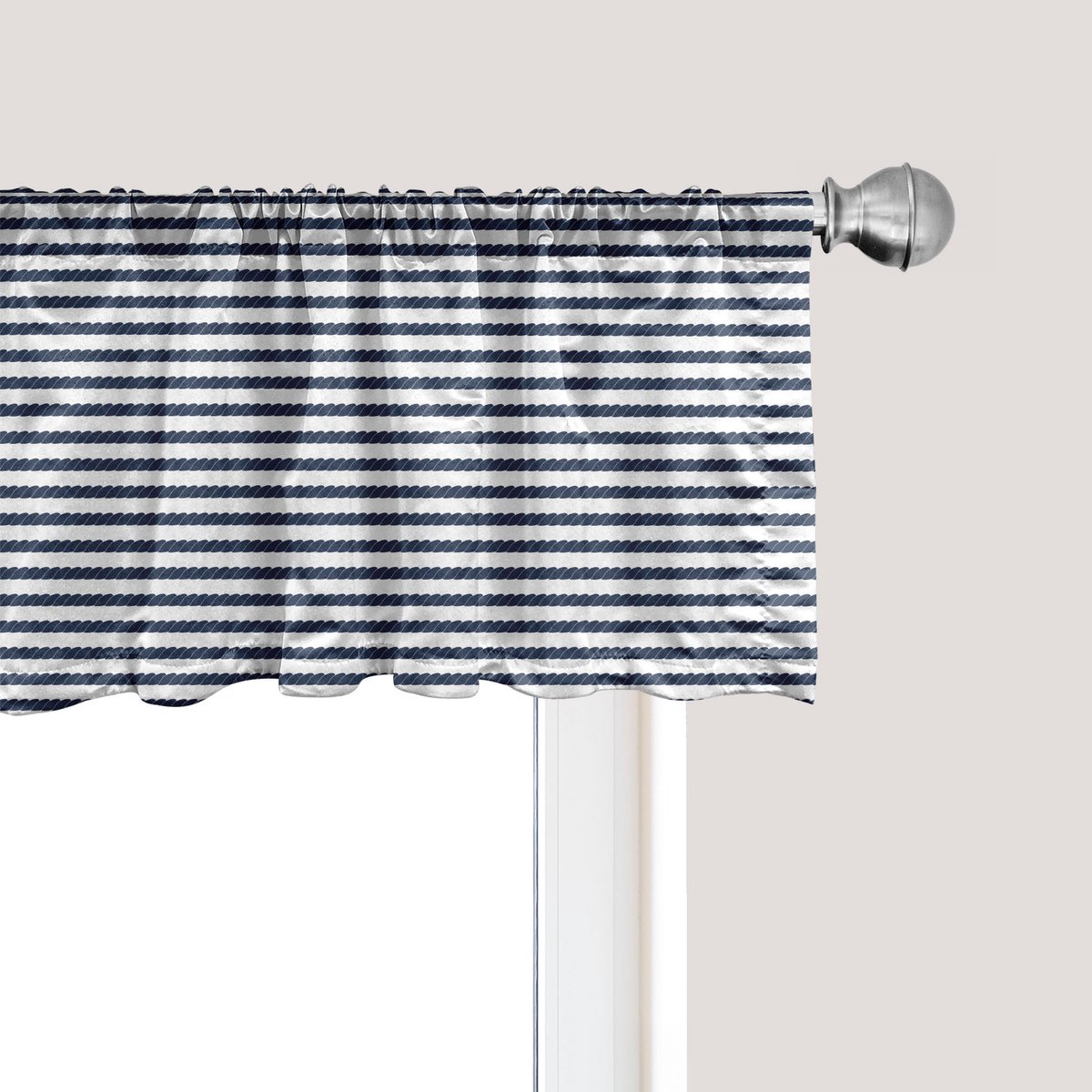 ABAKUHAUS Marine raamvalletje, gordijnvalletje voor keuken en slaapkamer met tunnelzoom, 137 cm x 45 cm, violetblauw en wit