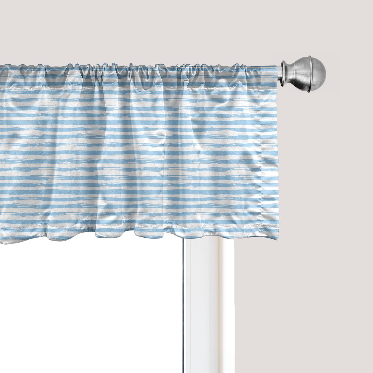 ABAKUHAUS Harbor Stripe raamvalletje, gordijnvalletje voor keuken en slaapkamer met tunnelzoom, 137 cm x 30 cm, lichtblauw wit