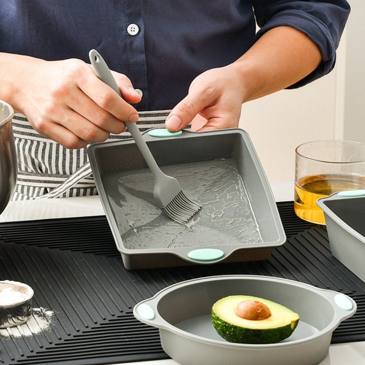 3-delige set - Taartvorm - Hittebestendige siliconen bakvorm - Bakbenodigdheden - Magnetron- en ovenbestendige bakplaat - Grijs – foto 4