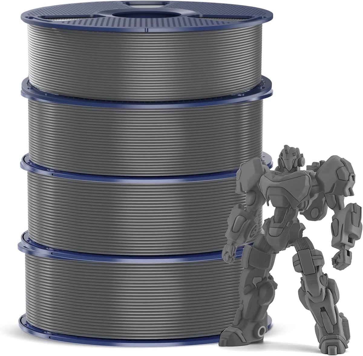 4KG PETG Filament Bundle 1.75mm voor 3D Printers - Hoge Taaiheid en Slagvastheid - 4 Rollen Grijs