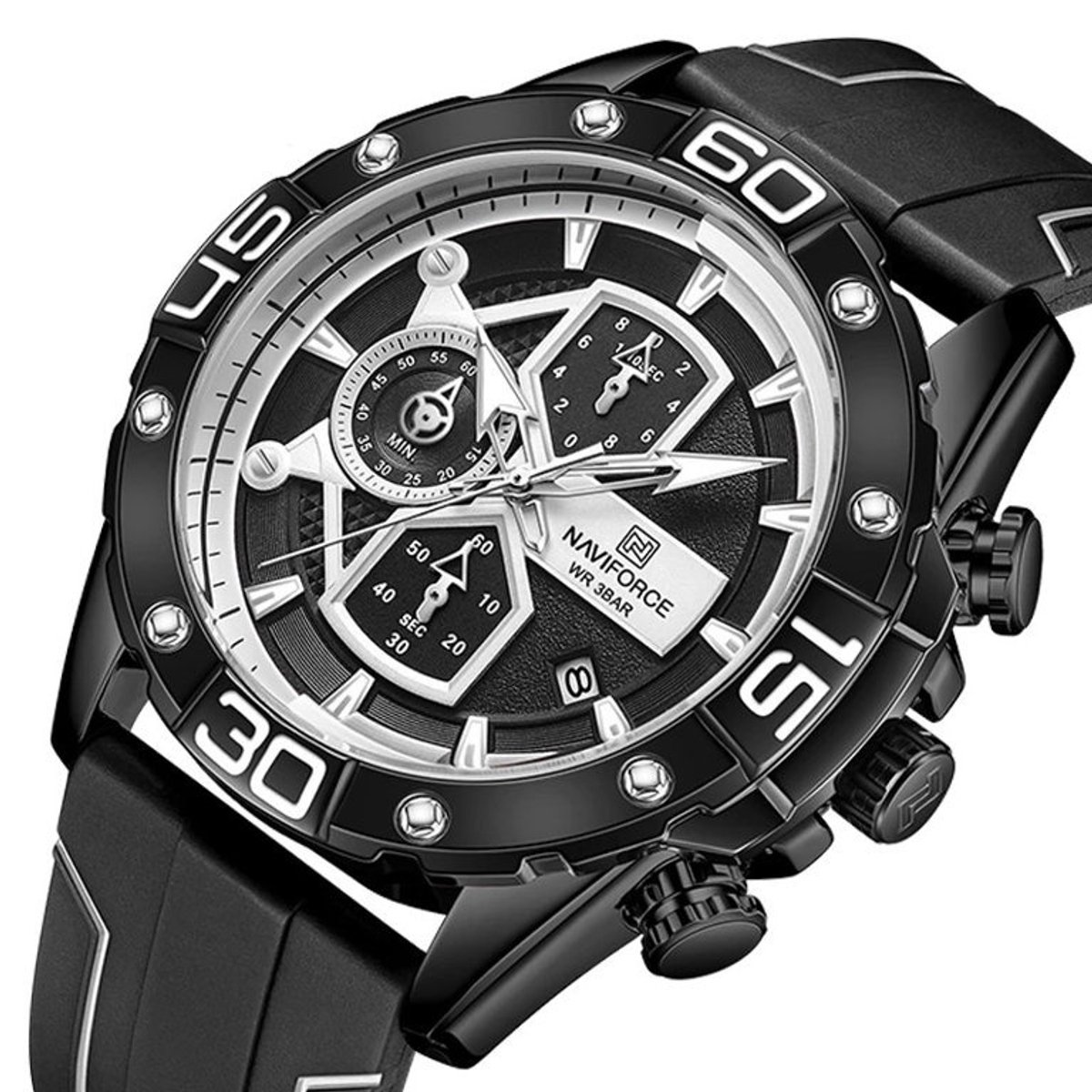 Naviforce NF8018T - Horloge - Chronograaf - Zwarte Wijzerplaat - Zwarte Band