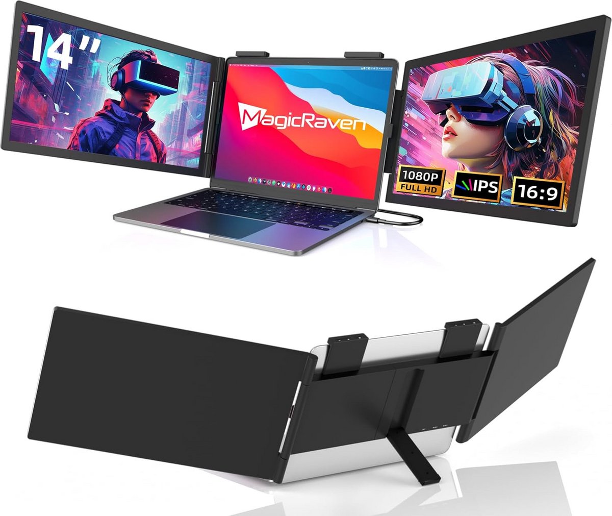 Portable Monitor - Tri Screen - Laptop Uitbreider - Full HD - USB C