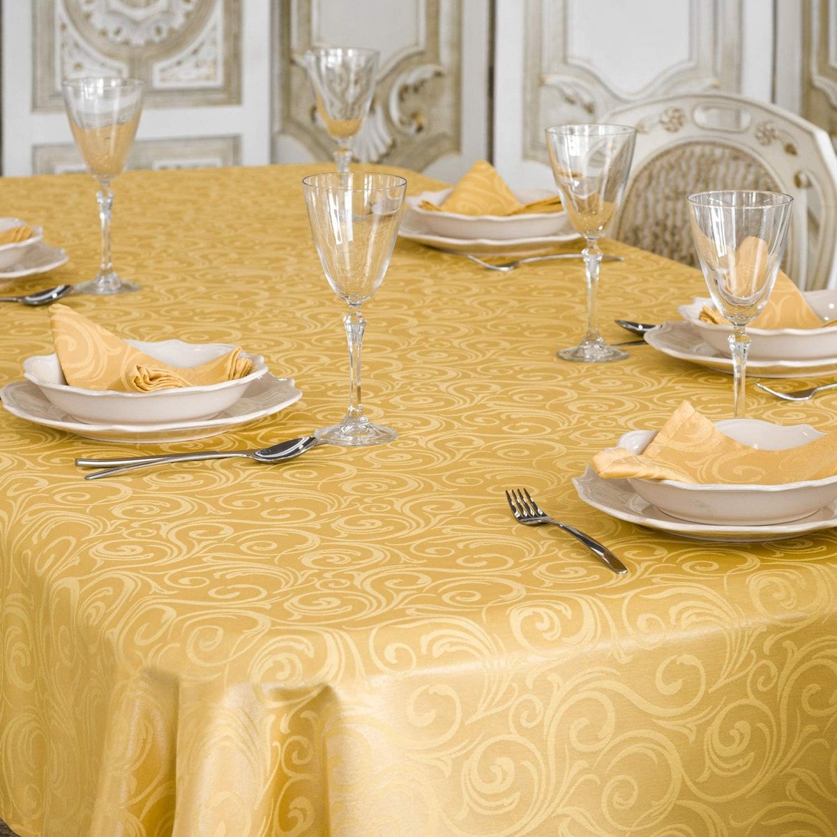 Luxe Gouden Tafelkleed Antivlekken Behandeling Grote Maten