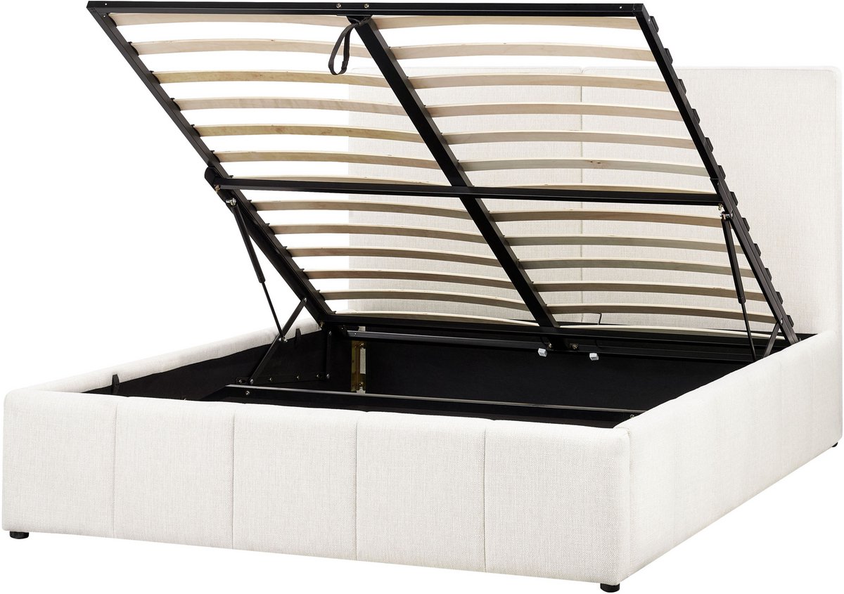 Beliani CASTELNAVET - Tweepersoonsbed - Wit - 160 x 200 cm - Polyester