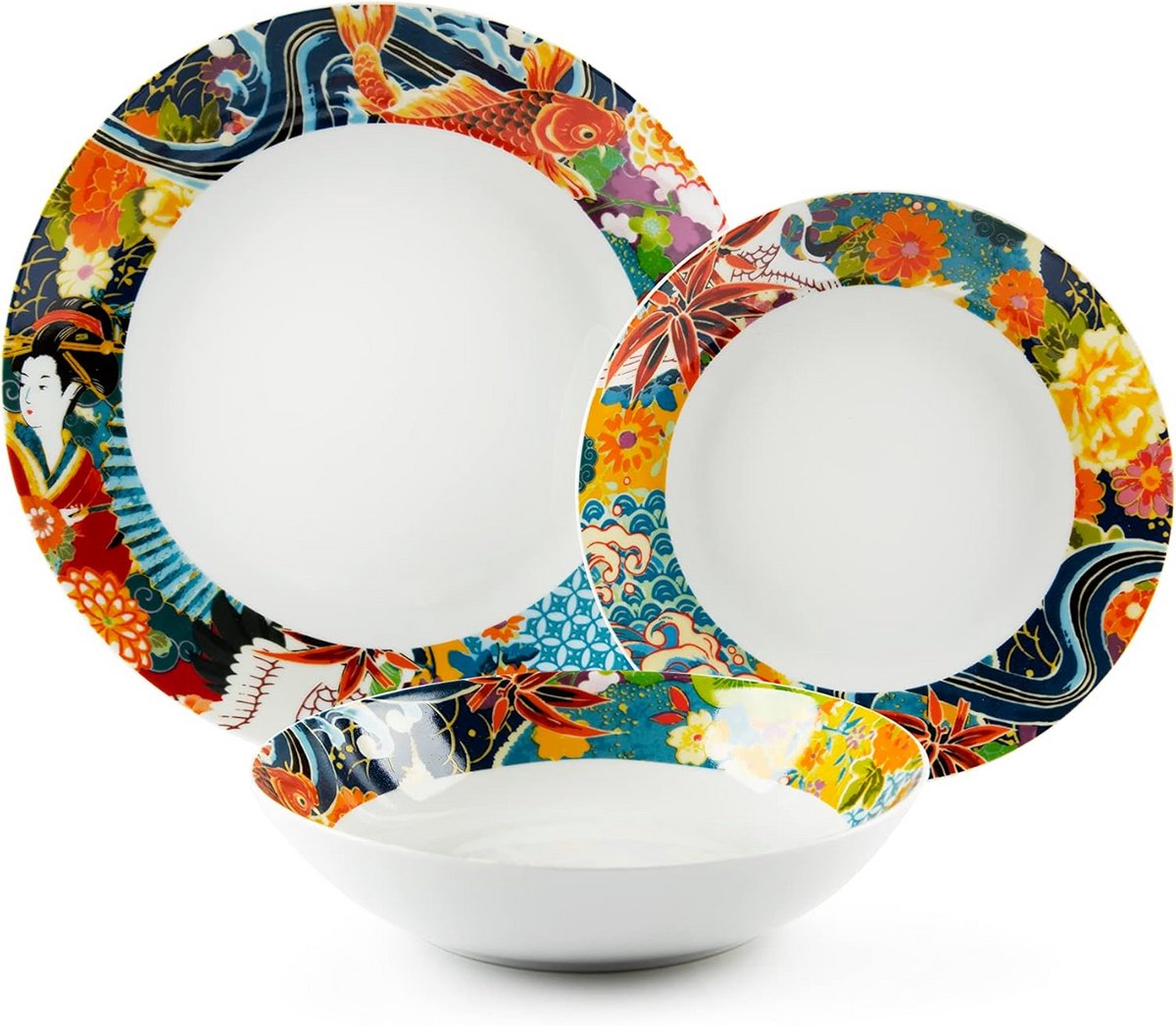 18-delig porseleinen servies set met Japans decor